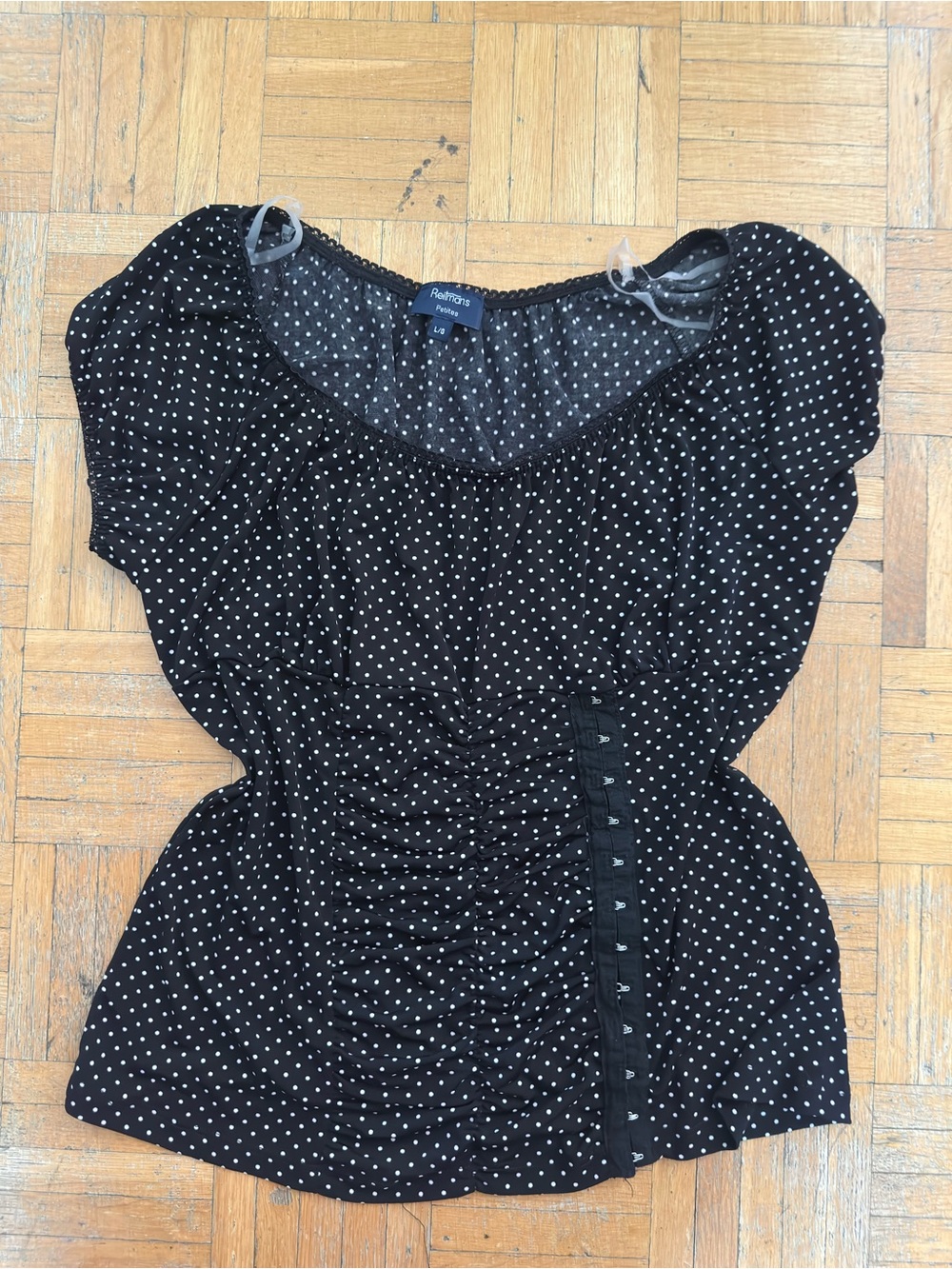 Reitmans petite milkmaid polka dot top